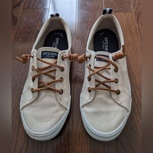 Sperry Linen/Oat Crest Vibe Canvas Sneakers 7.5W GUC